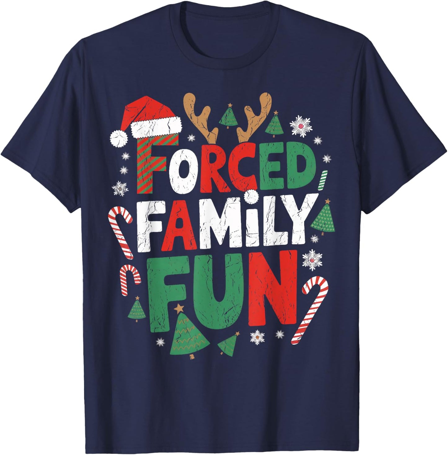 Funny Forced Family Fun Christmas Family Christmas Gathering T-Shirt - T-Shirt | Navy
