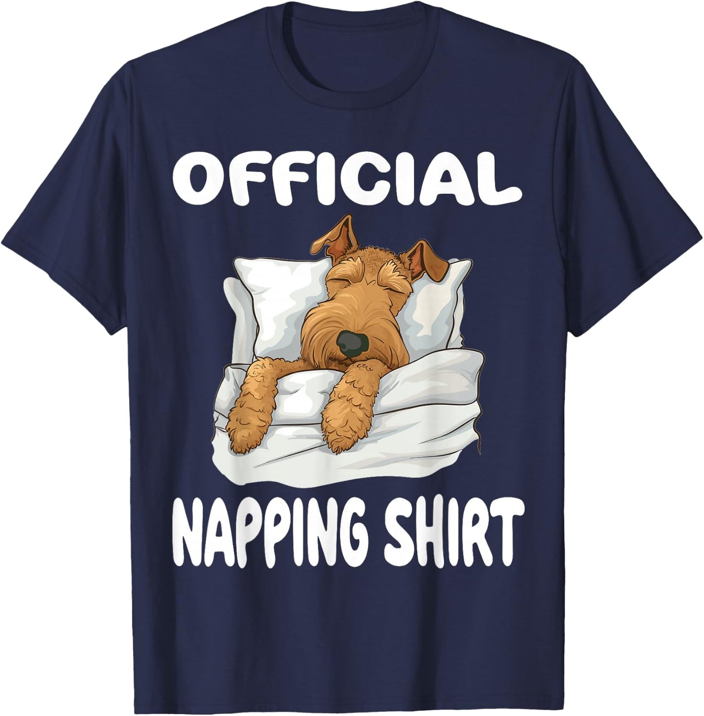 Airedale Terrier Dog Official Napping shirt Pajamas T-Shirt - T-Shirt | Navy