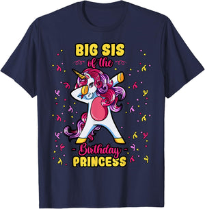 Big Sis Of The Birthday Princess Unicorn Bday Decor Party T-Shirt - T-Shirt | Navy