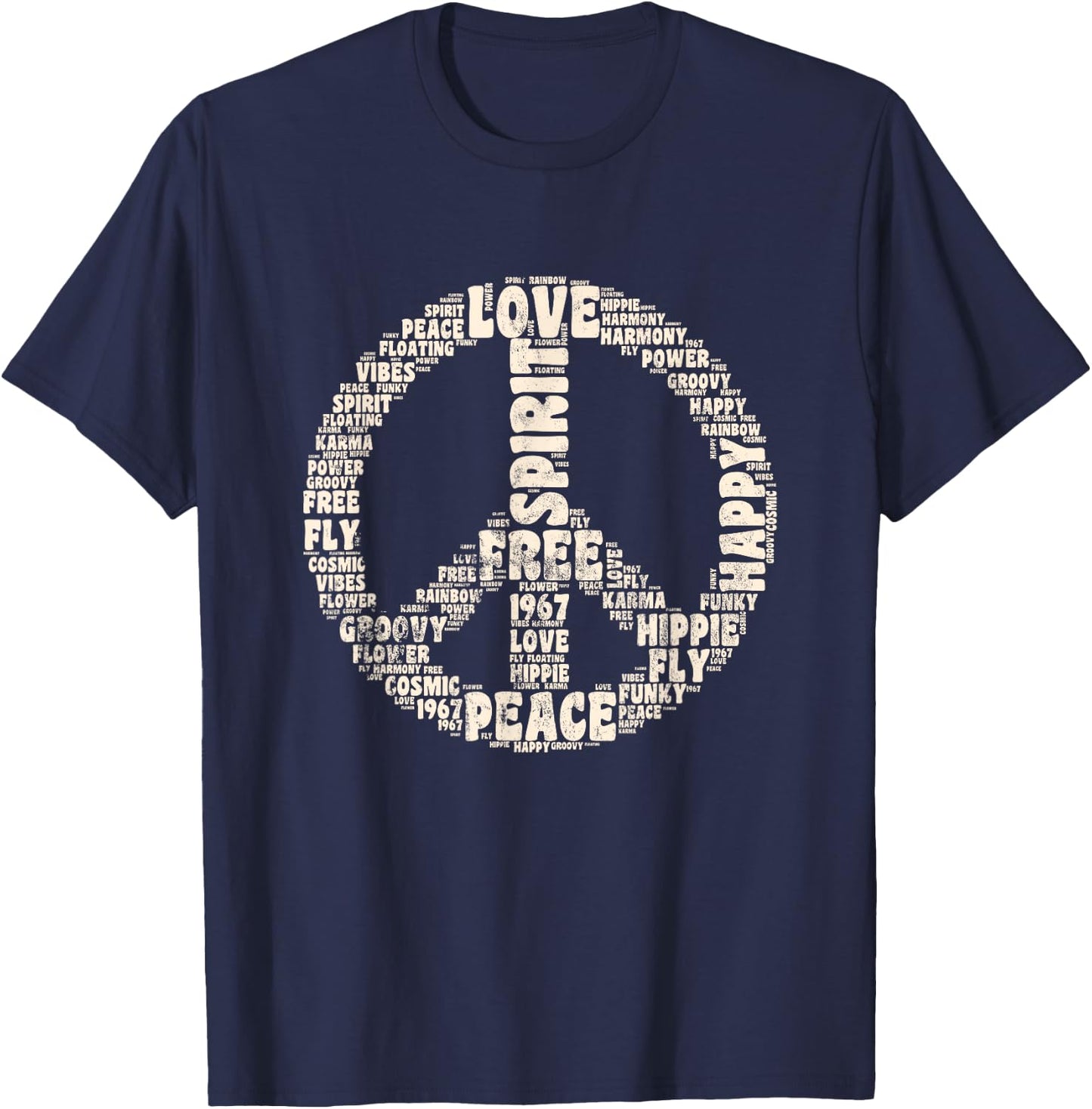 Peace Symbol Love Hippie Costume 60s 70s Peace Sign T-Shirt - T-Shirt | Navy