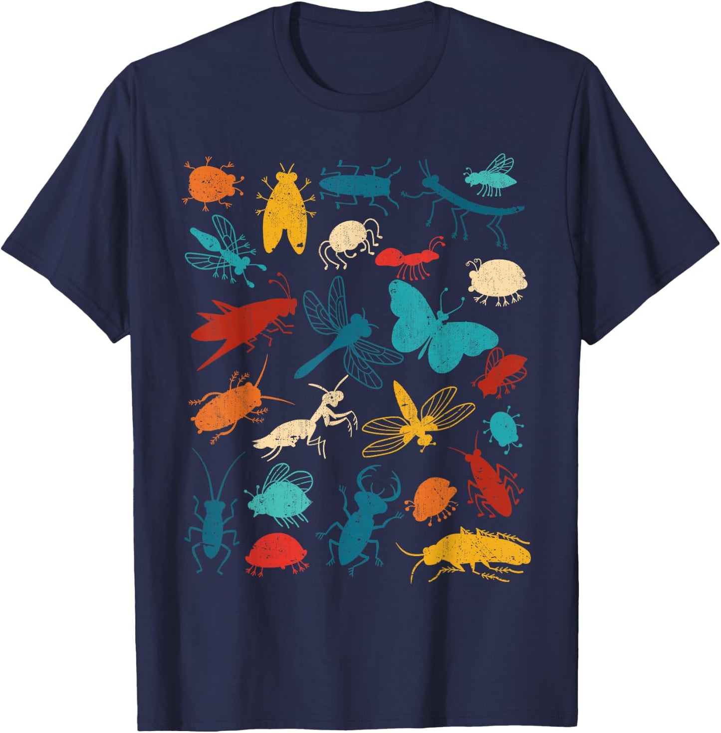 Bunte Insekten Jungen Mädchen Käfer T-Shirt - T-Shirt | Navy