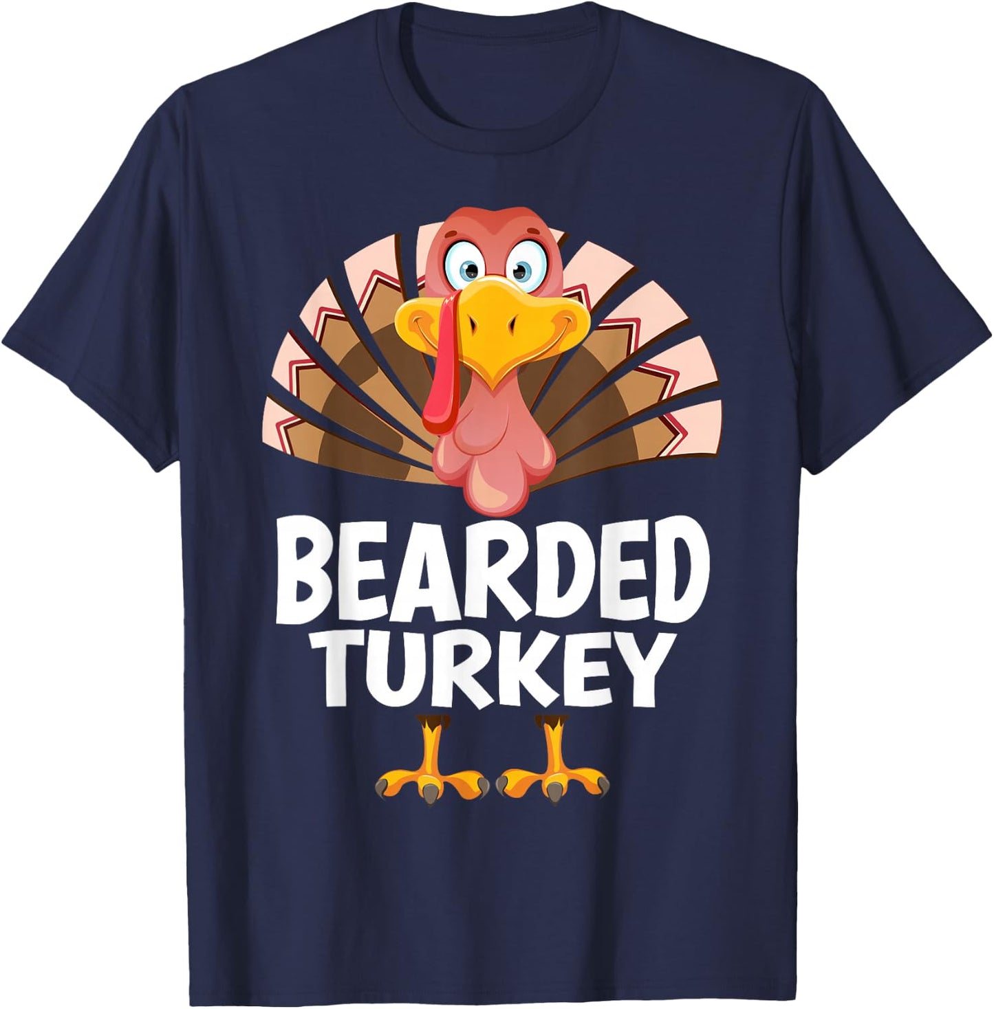 Thanksgiving Bearded Turkey Matching Pajama T-Shirt - T-Shirt | Navy