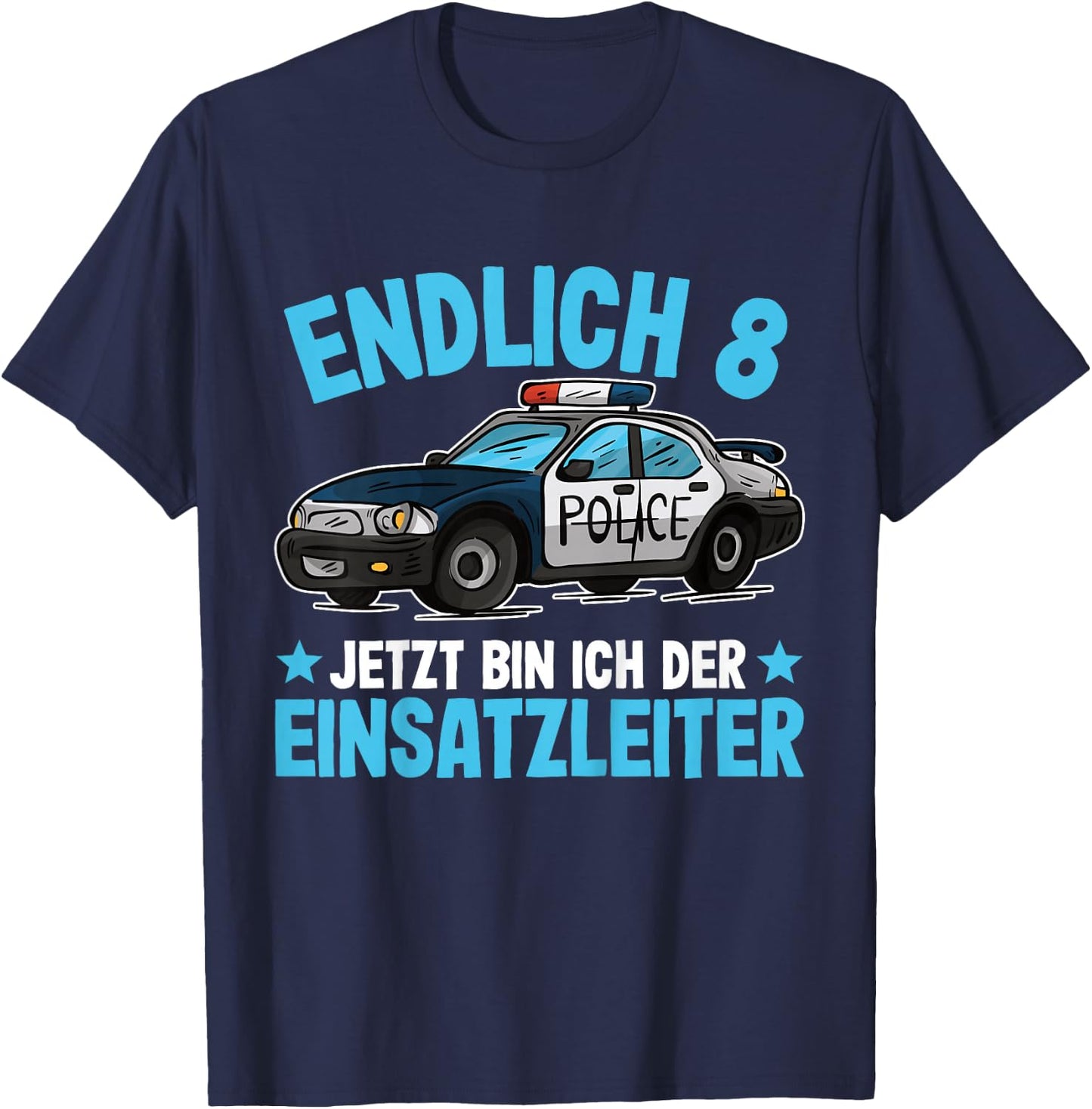 Polizei Shirt 8 Jahre Jungen | Polizei 8. Geburtstag T-Shirt - T-Shirt | Navy
