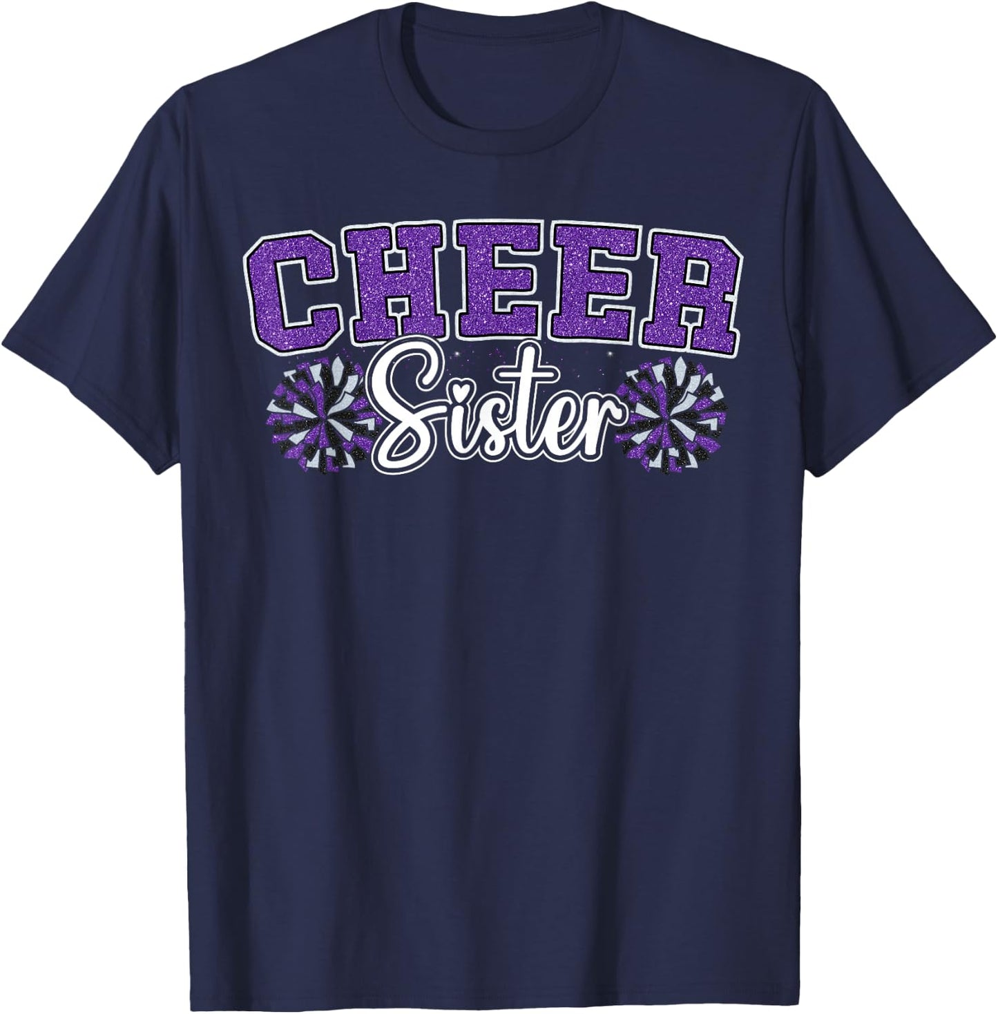 Cheer Sister My Favorite Cheerleader Calls Me Sisters Purple T-Shirt - T-Shirt | Navy