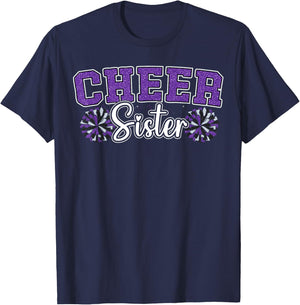 Cheer Sister My Favorite Cheerleader Calls Me Sisters Purple T-Shirt - T-Shirt | Navy