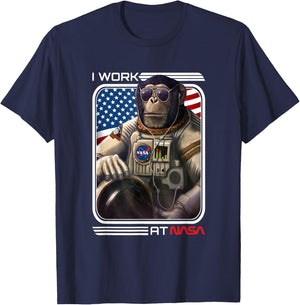 NASA Astronaut monkey Worm logo cool T-Shirt - T-Shirt | Navy