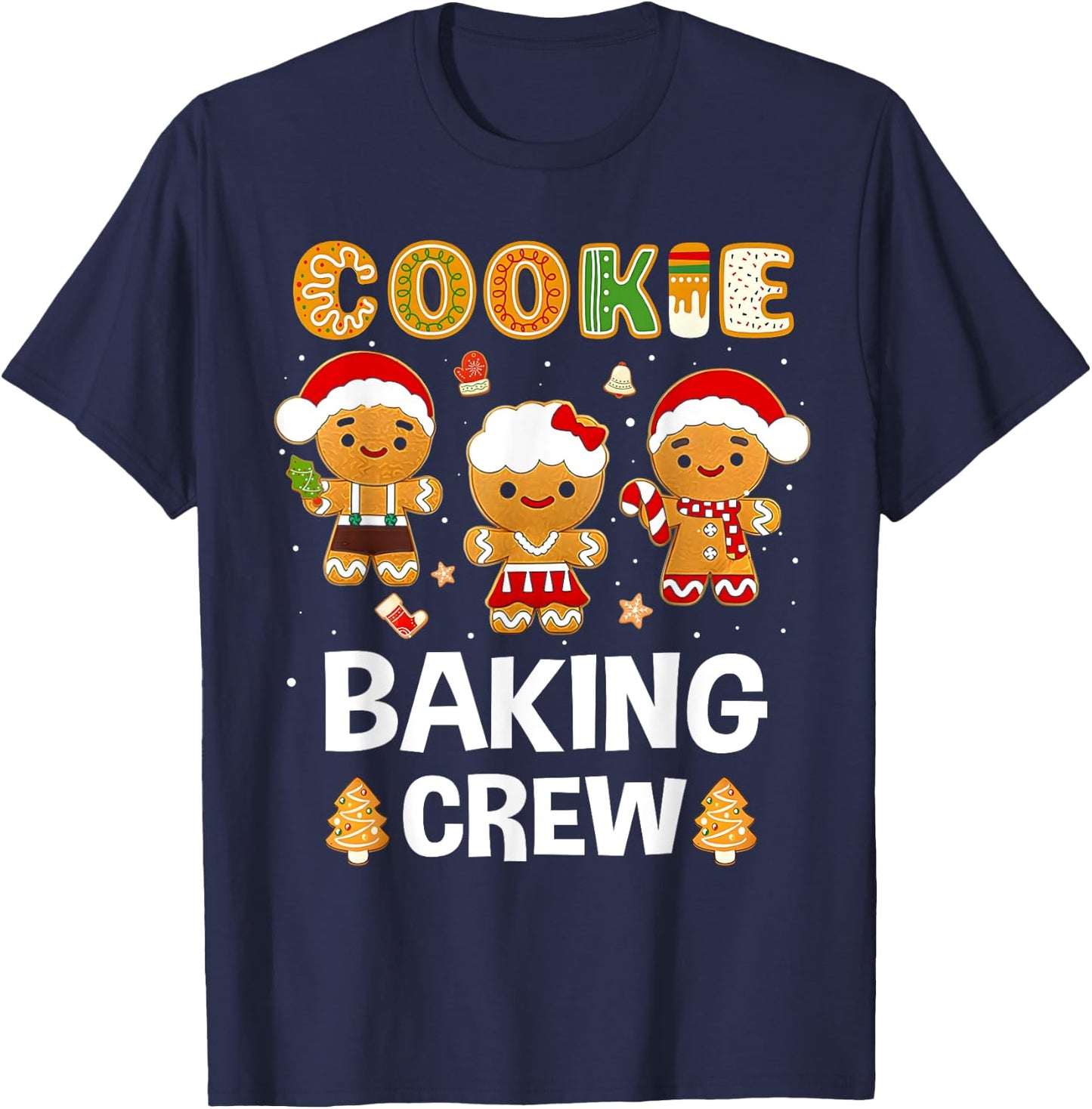Cookie Baking Crew Christmas Santa Family Gingerbread Team T-Shirt - T-Shirt | Navy