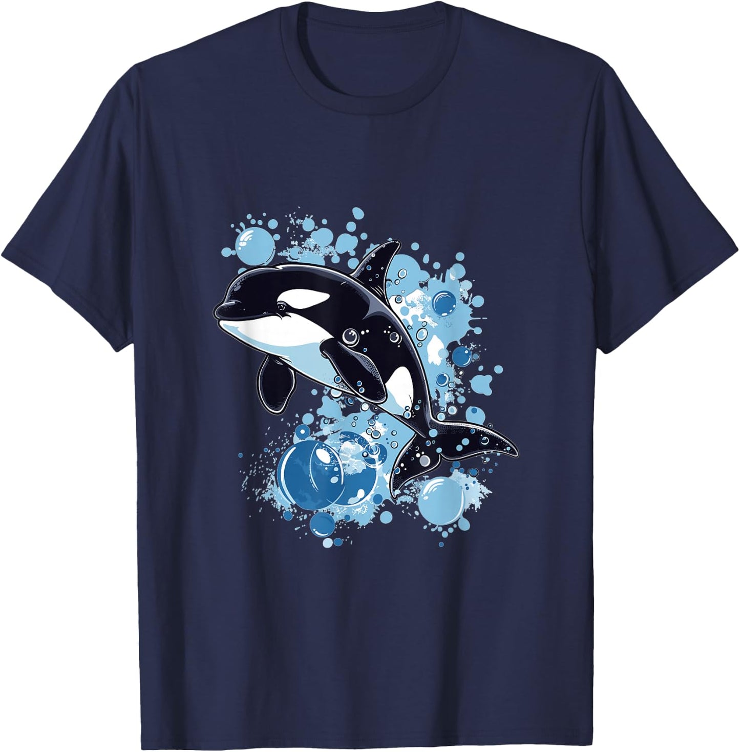 Orca Whale Bubbles Graphic T-Shirt - T-Shirt | Navy