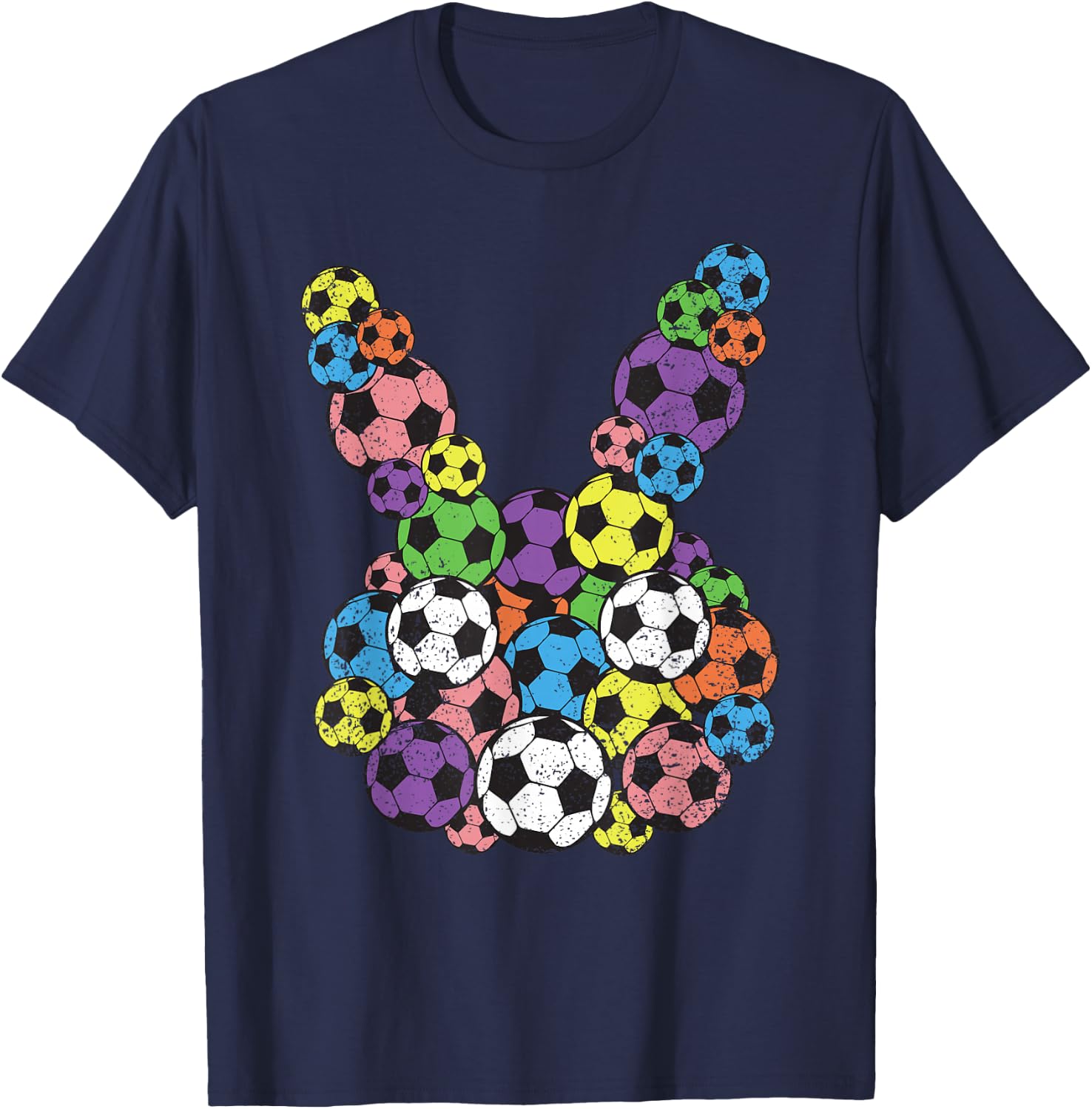 Easter Soccer Lover Bunny Head Ball Egg Hunting Spring T-Shirt - T-Shirt | Navy