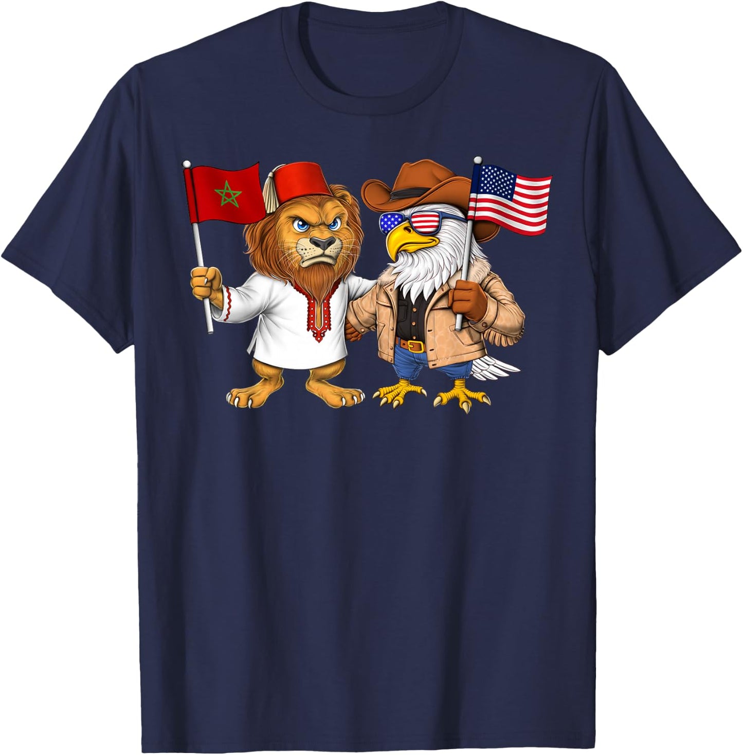 Moroccan American Roots USA Morocco Flag Proud T-Shirt - T-Shirt | Navy