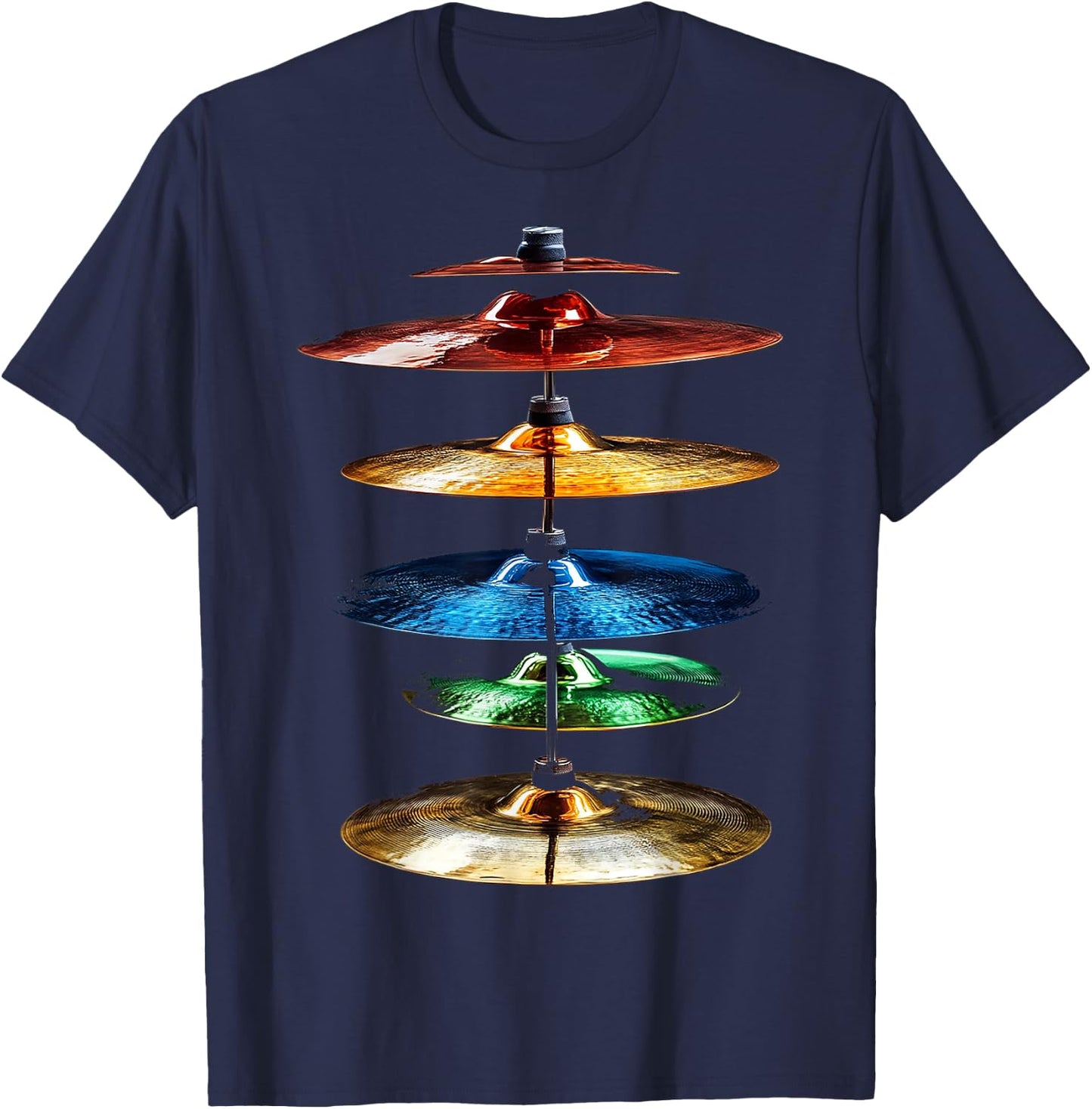 Cymbals Music Instrument Motif Illustration Cymbals T-Shirt - T-Shirt | Navy