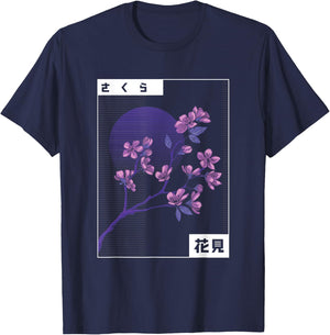 Japanese Cherry Blossom Tree T-Shirt - T-Shirt | Navy
