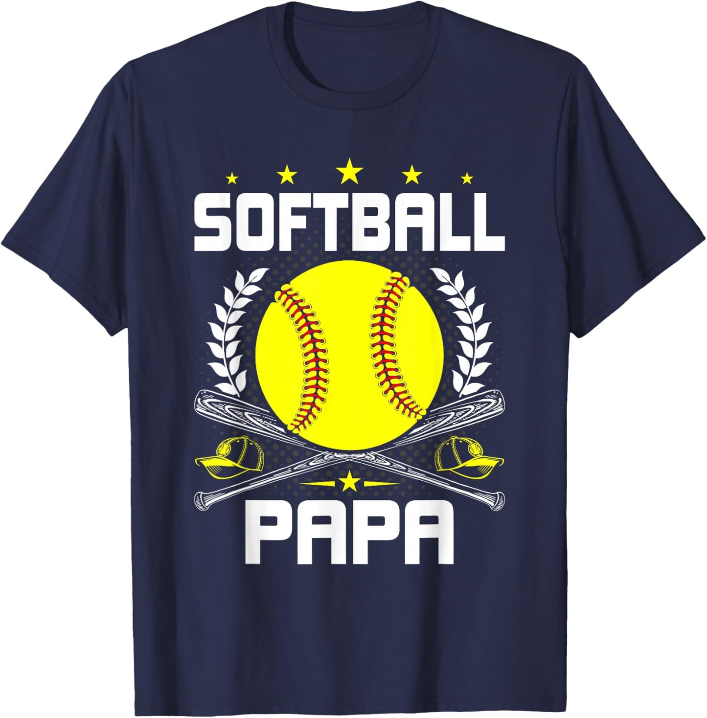 Softball Papa Baseball Lover Dad T-Shirt - T-Shirt | Navy