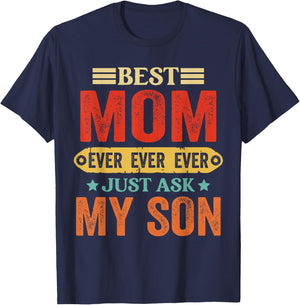 Vintage Best Mom Ever shirt Mothers Day from Son T-Shirt - T-Shirt | Navy