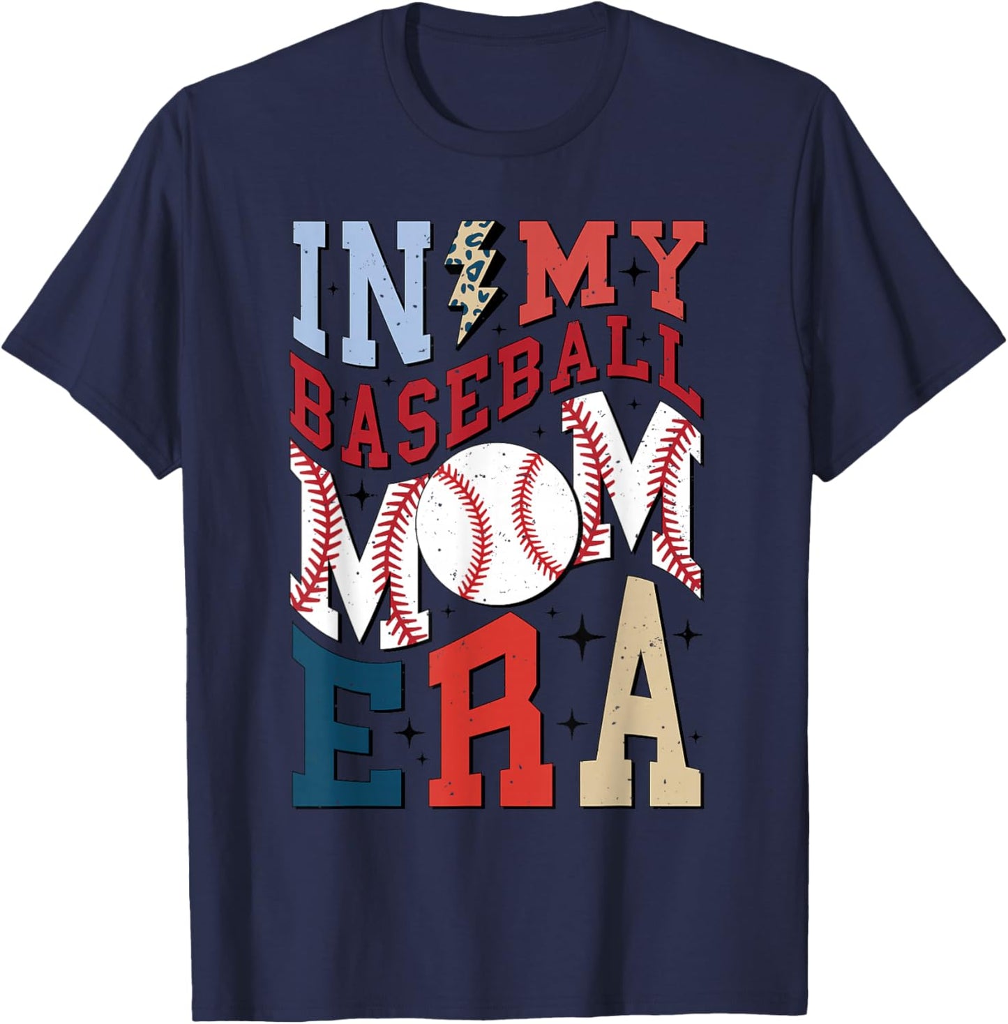 In My Baseball Mom Era Shirt, Retro Baseball Mama Shirt T-Shirt - T-Shirt | Navy