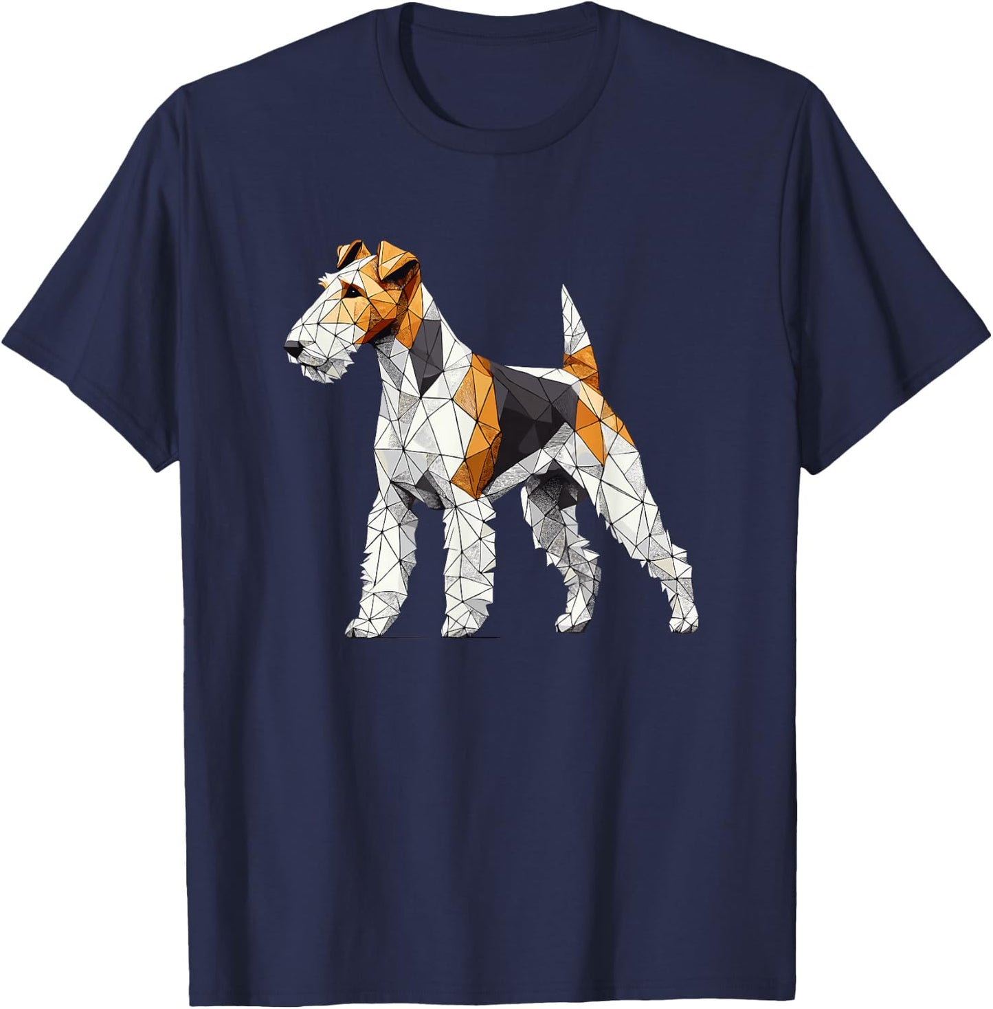 Geometric Art Wire Fox Terrier Wire Hair Fox T-Shirt - T-Shirt | Navy