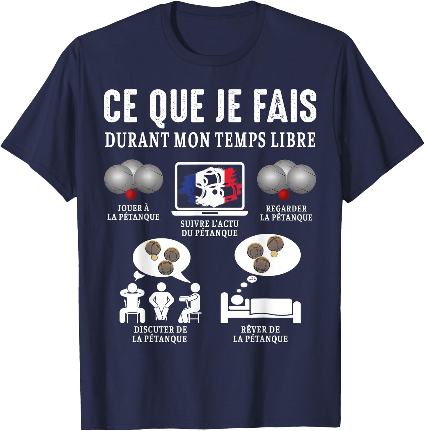 Boccia Boule What I Do Petanque Balls Funny , Black, S T-Shirt - T-Shirt | Navy