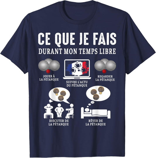Boccia Boule What I Do Petanque Balls Funny , Black, S T-Shirt - T-Shirt | Navy