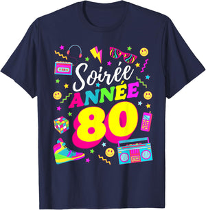 Party 80s Birthday Party 80s Retro Style , Black, S T-Shirt - T-Shirt | Navy