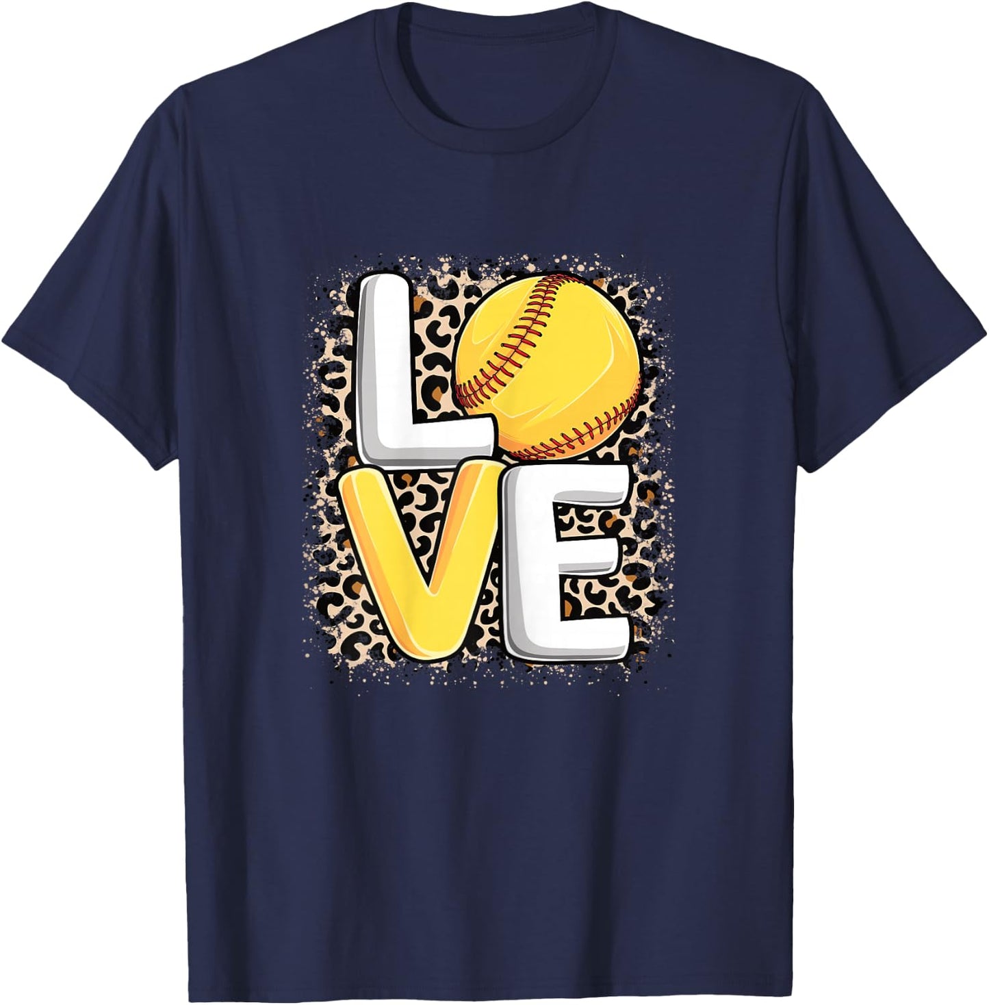 Cute Love Softball Women Girls Softball Lover T-Shirt - T-Shirt | Navy