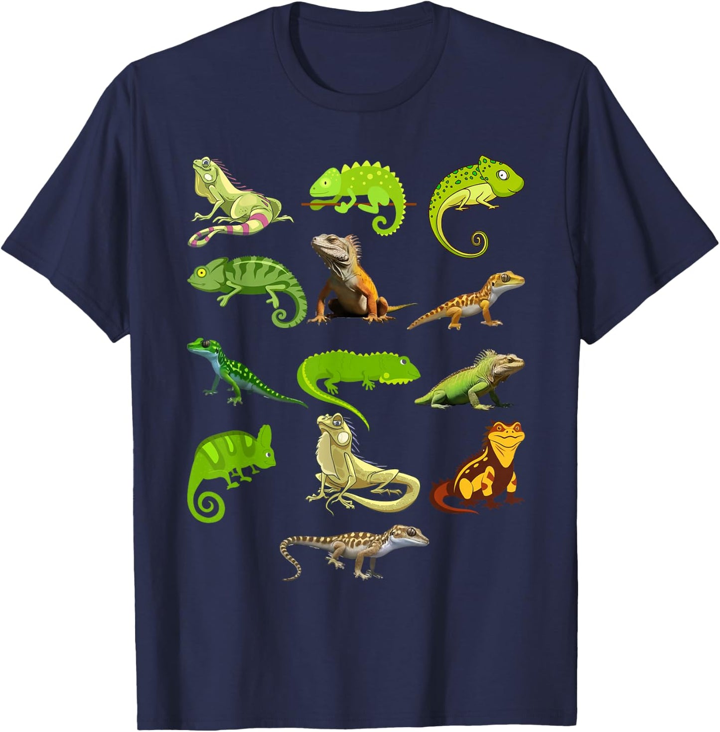 Kids Lizard Collage Bearded Dragon T-Shirt - T-Shirt | Navy