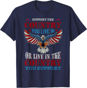 Support The Country You Live In American Flag Patriotic Women Men T-Shirt - T-Shirt | Navy