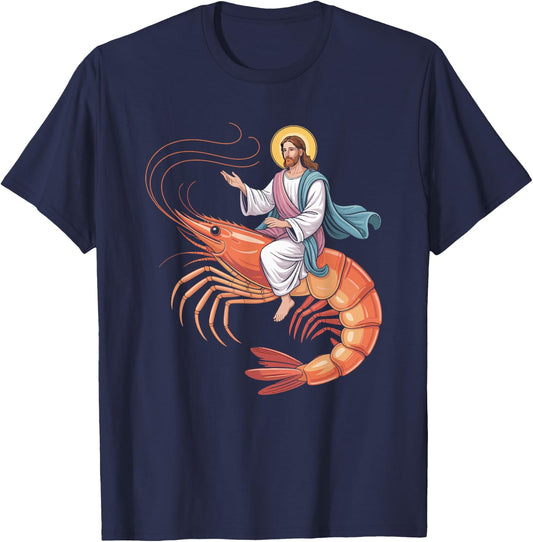 Holy Shrimp Meme Parody Design T-Shirt - T-Shirt | Navy