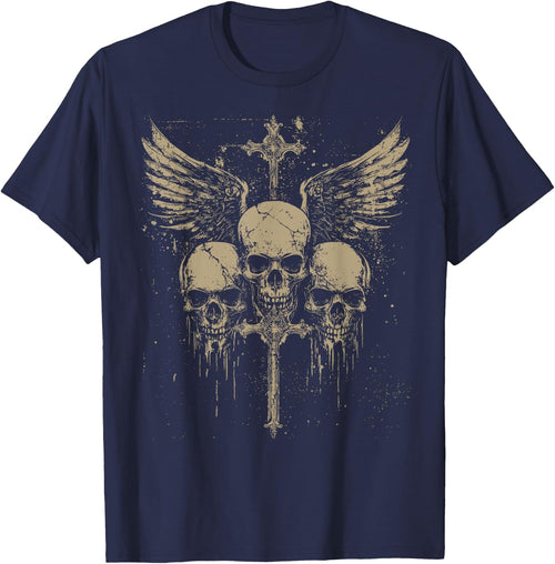 Skull Cross Y2K Grunge Aesthetic Old Goth Skull Cross Gothic , black