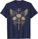 Skull Cross Y2K Grunge Aesthetic Old Goth Skull Cross Gothic , black T-Shirt - T-Shirt | Navy