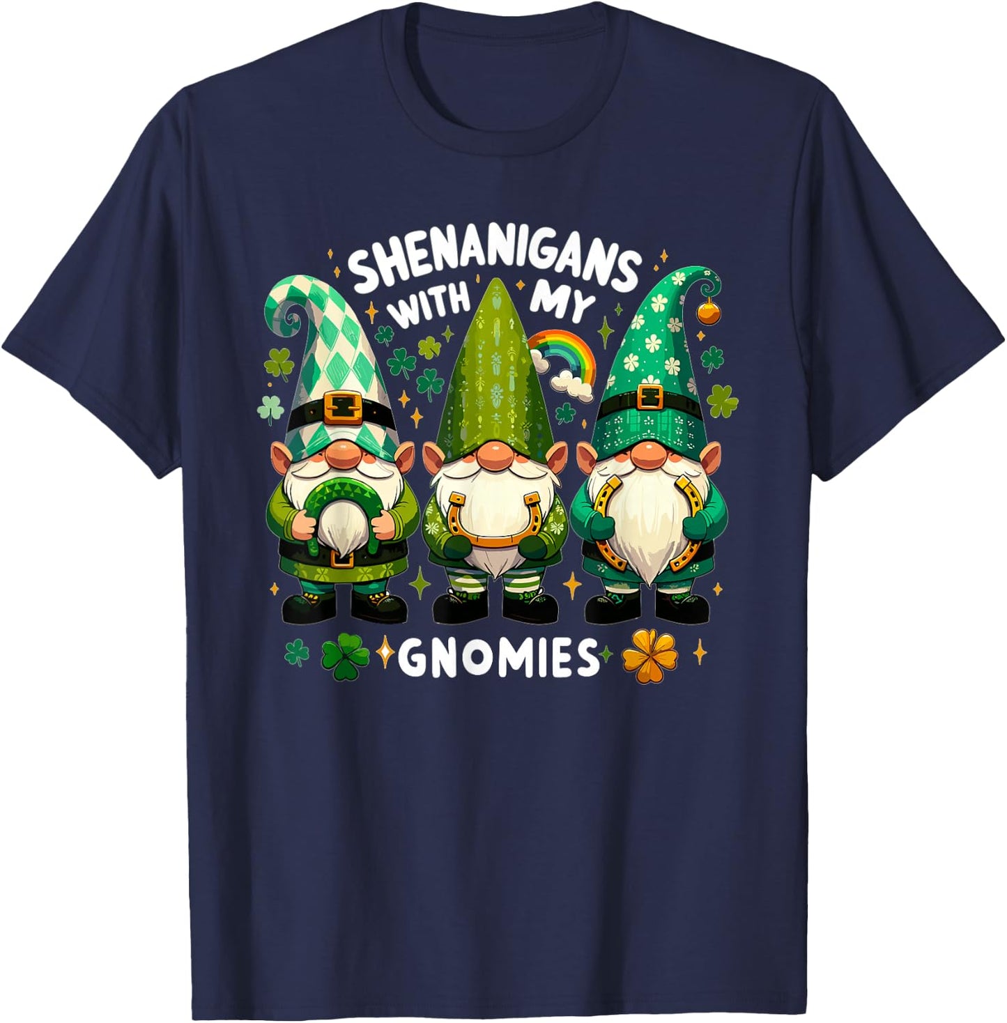 St Patricks Day Shirt Women - Shenanigans With My Gnomies T-Shirt - T-Shirt | Navy