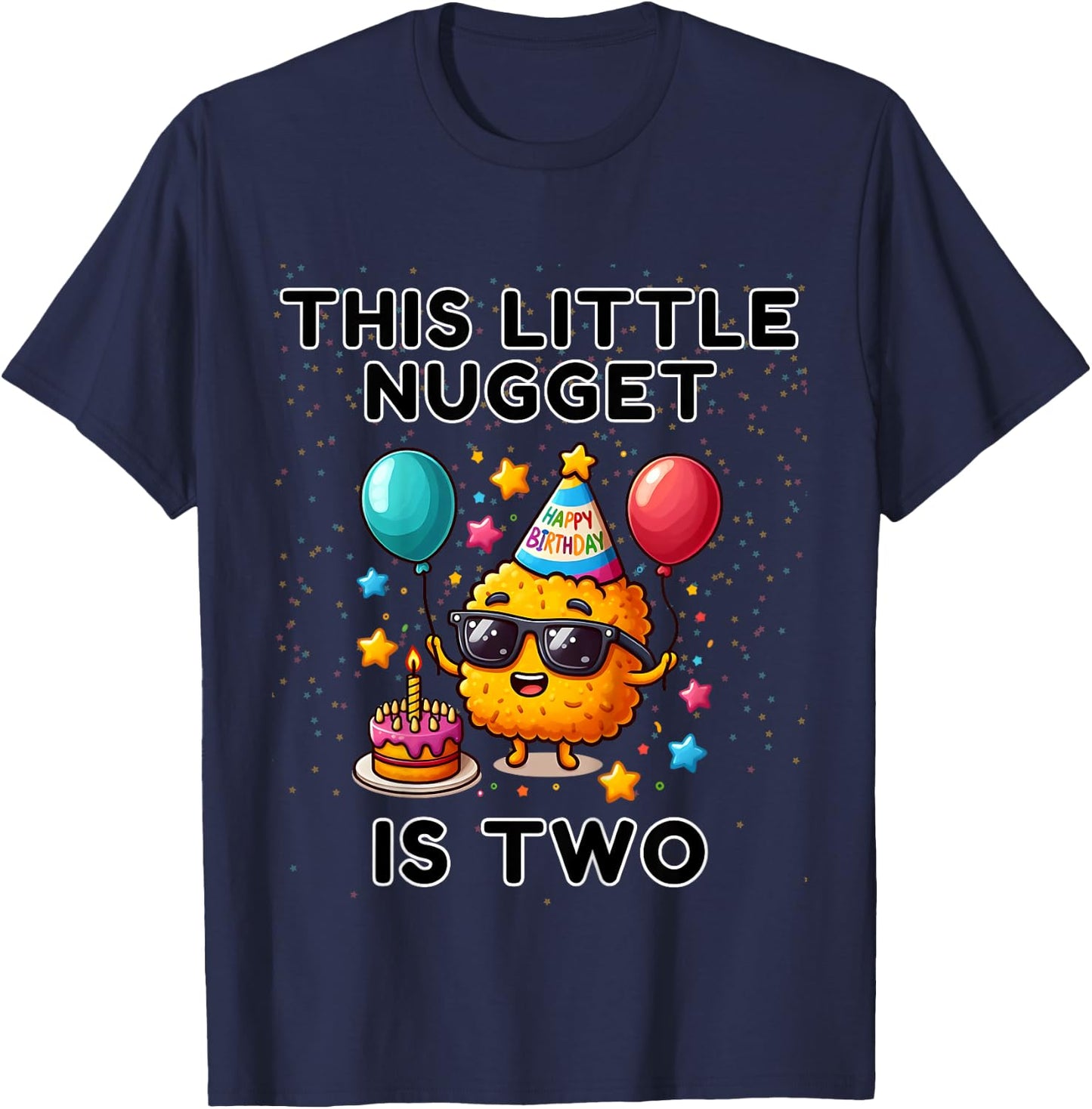 Kids This Little-Nugget is Two, Chicken Nugget 2nd Birthday T-Shirt - T-Shirt | Navy