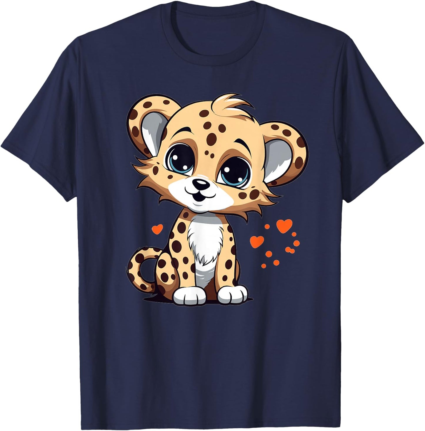 Cute Cheetah with Hearts I Kids Cheetah T-Shirt - T-Shirt | Navy