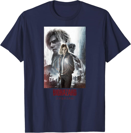 Resident Evil Requiem Leon ＆ Grace Art BP(W) T-Shirt - T-Shirt | Navy