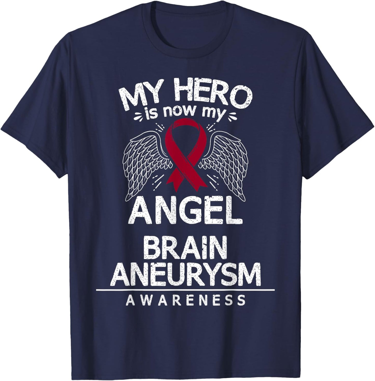Brain Aneurysm Awareness Gift Burgundy Ribbon T-Shirt - T-Shirt | Navy