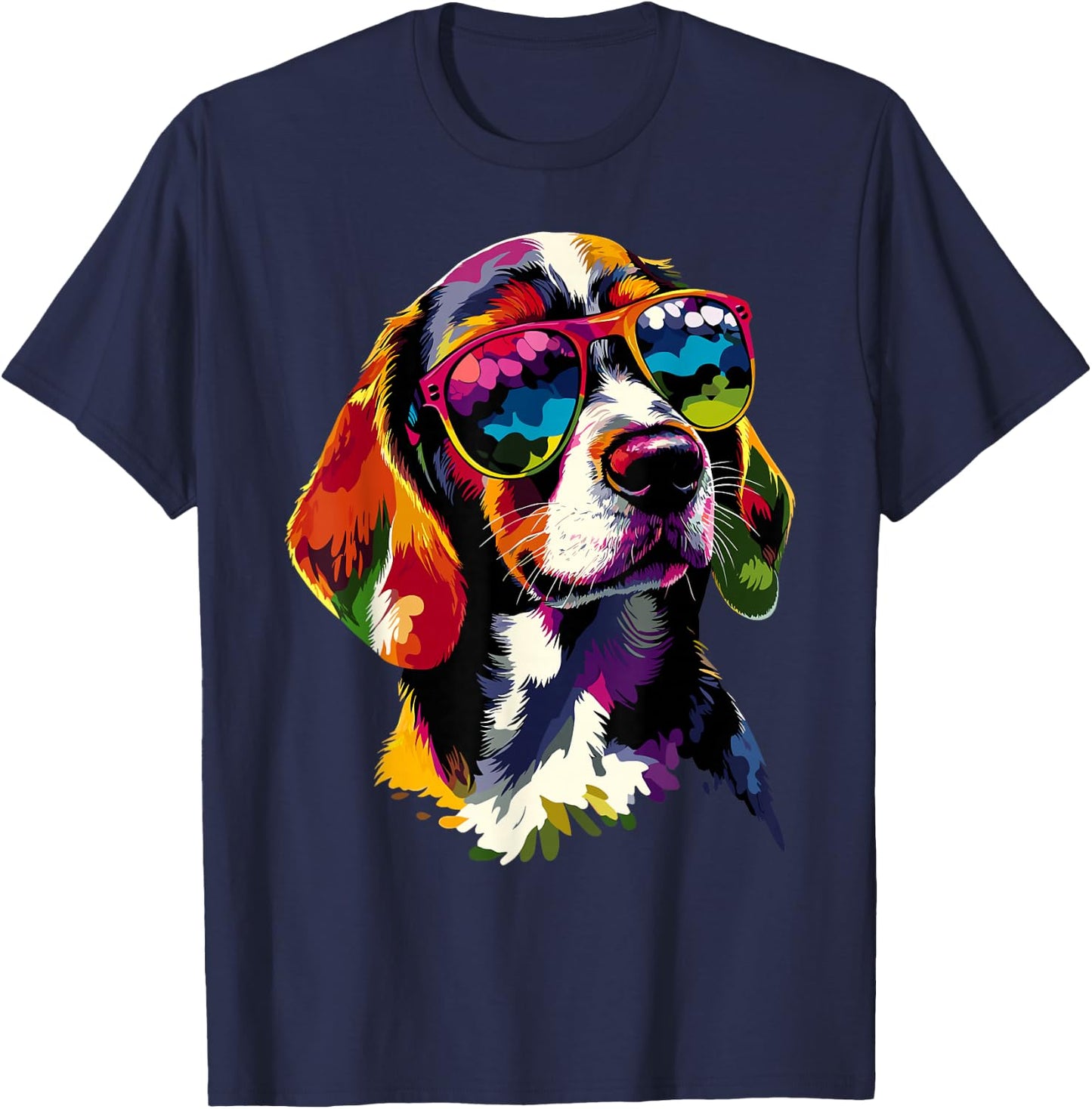 Beagle mit Sonnenbrille Beagles Welpe Süßer English Beagle T-Shirt - T-Shirt | Navy