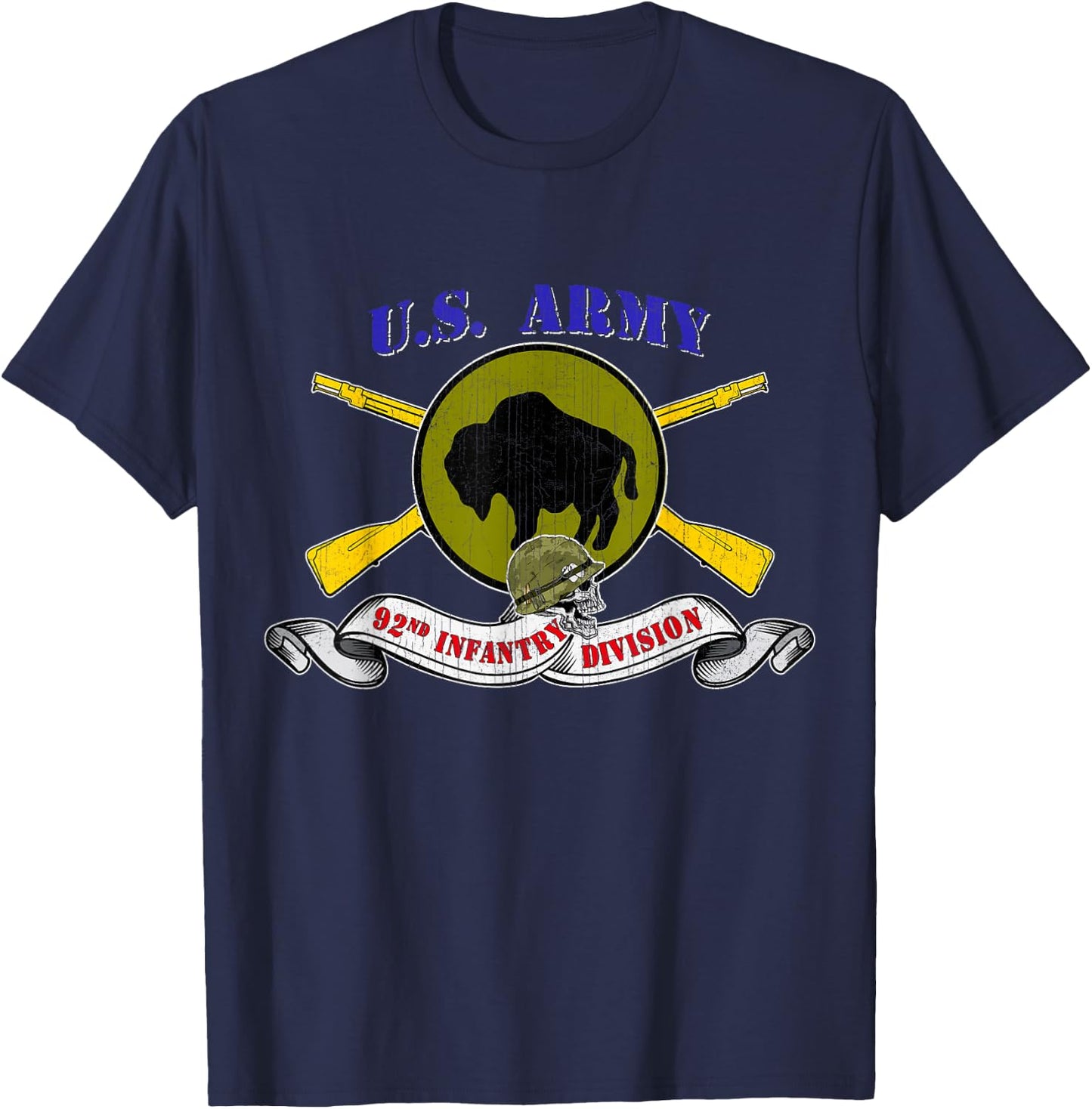 92nd Infantry Division 92nd ID Veteran Vintage Gifts T-Shirt - T-Shirt | Navy