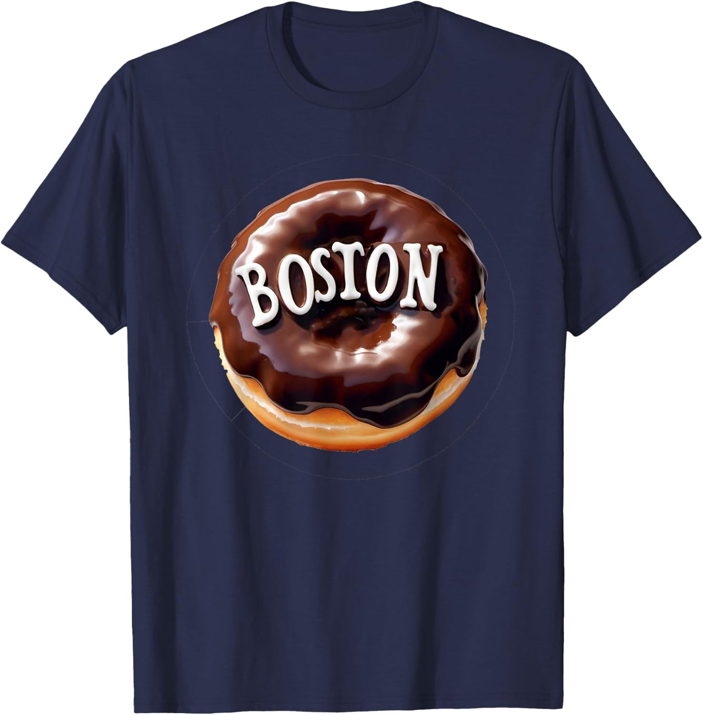 Boston Cream Donut with Text T-Shirt - T-Shirt | Navy