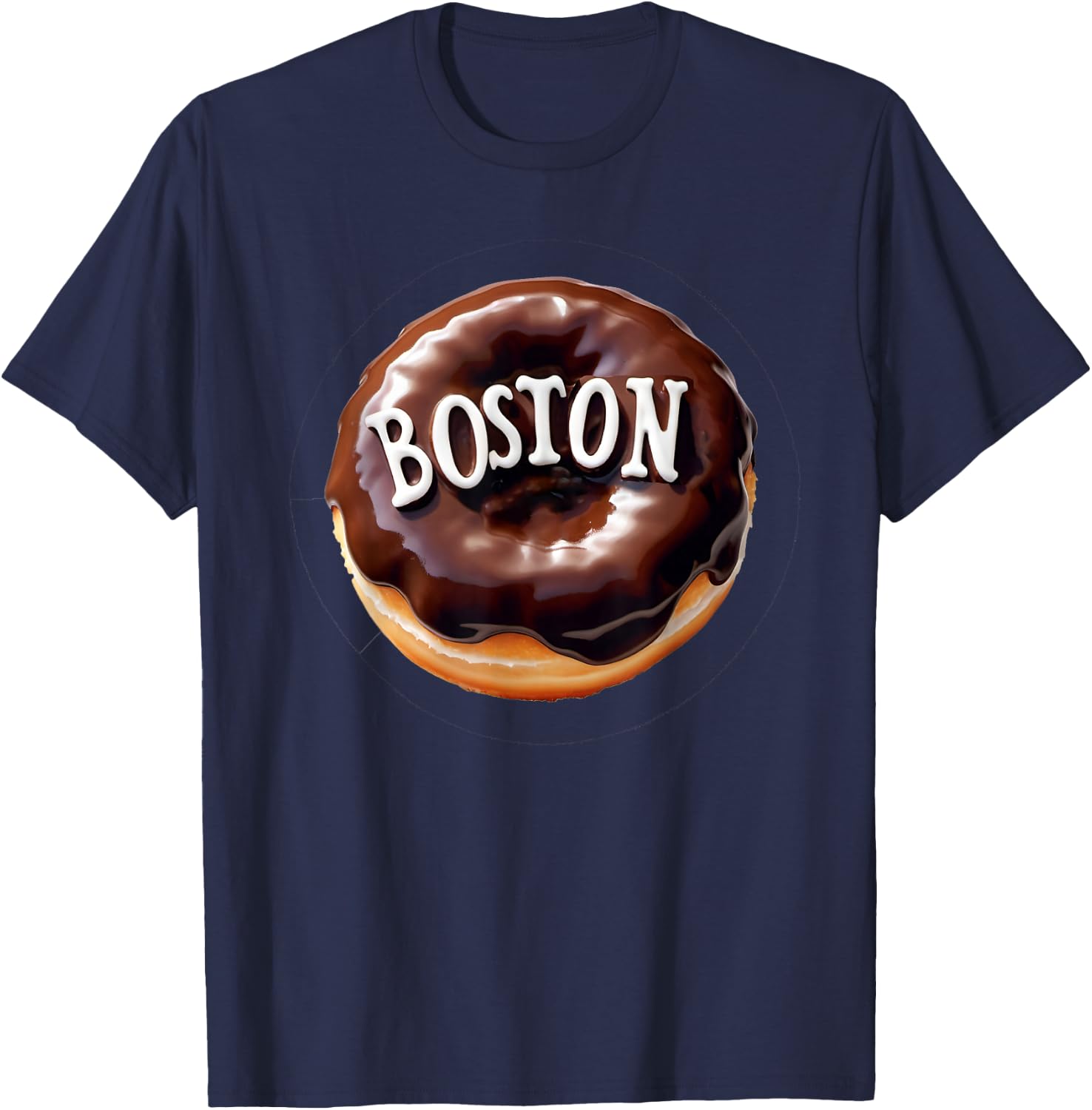 Boston Cream Donut with Text T-Shirt - T-Shirt | Navy