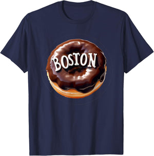 Boston Cream Donut with Text T-Shirt - T-Shirt | Navy