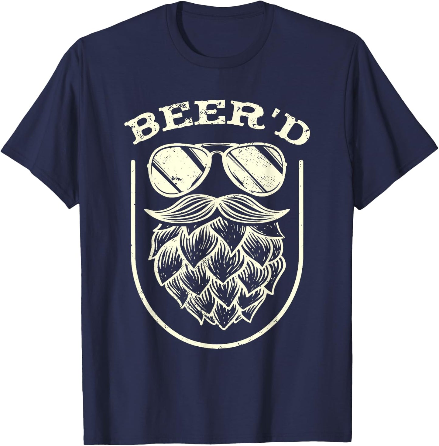 Funny Beer'd | Beard Beer Hops | Craft Beer Drinker T-Shirt - T-Shirt | Navy