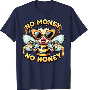 Funny Retro Bee Black Queen, No Money No Honey, Women's T-Shirt - T-Shirt | Navy