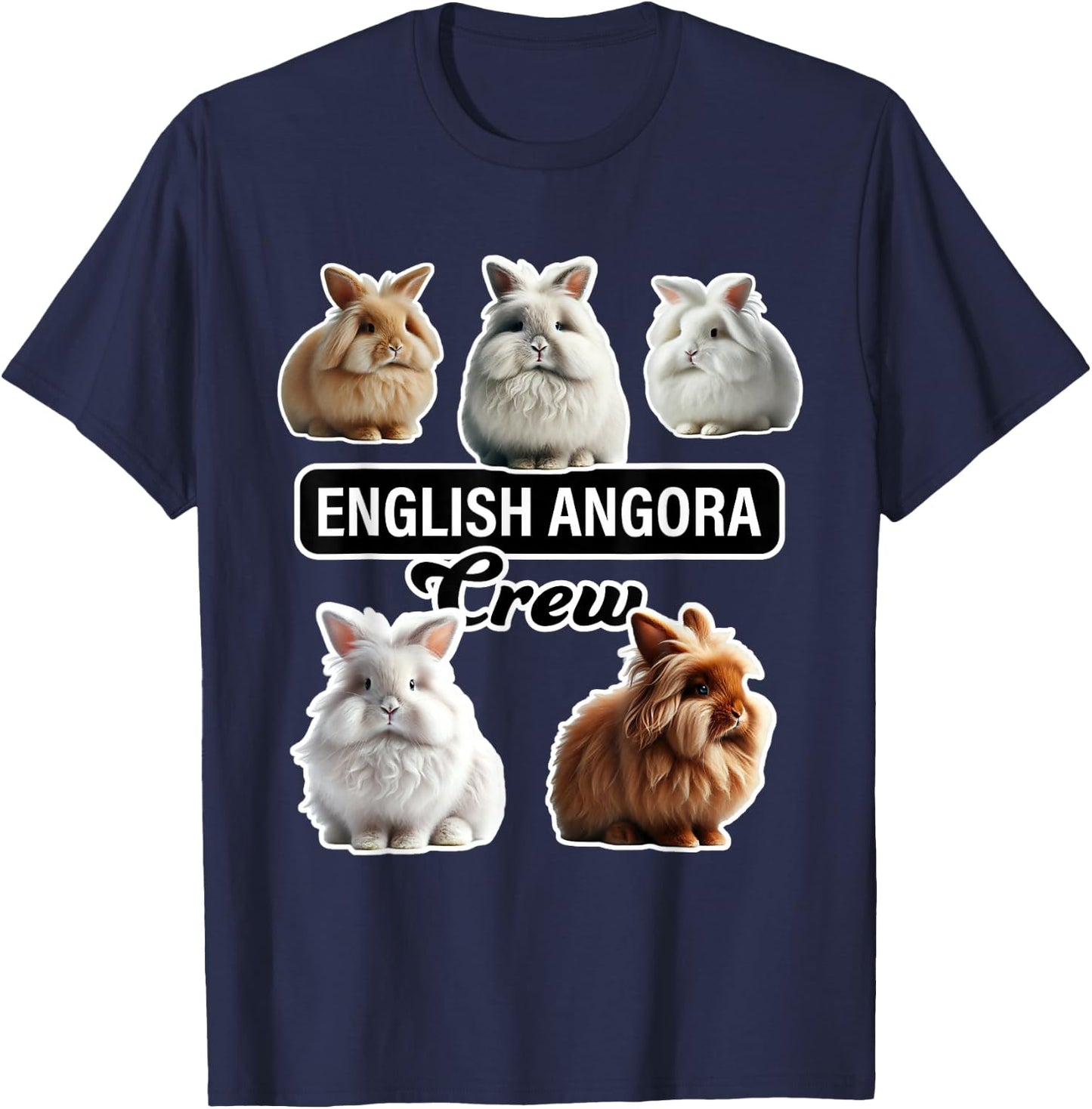 English Angora Rabbit Crew Funny Bunny T-Shirt - T-Shirt | Navy
