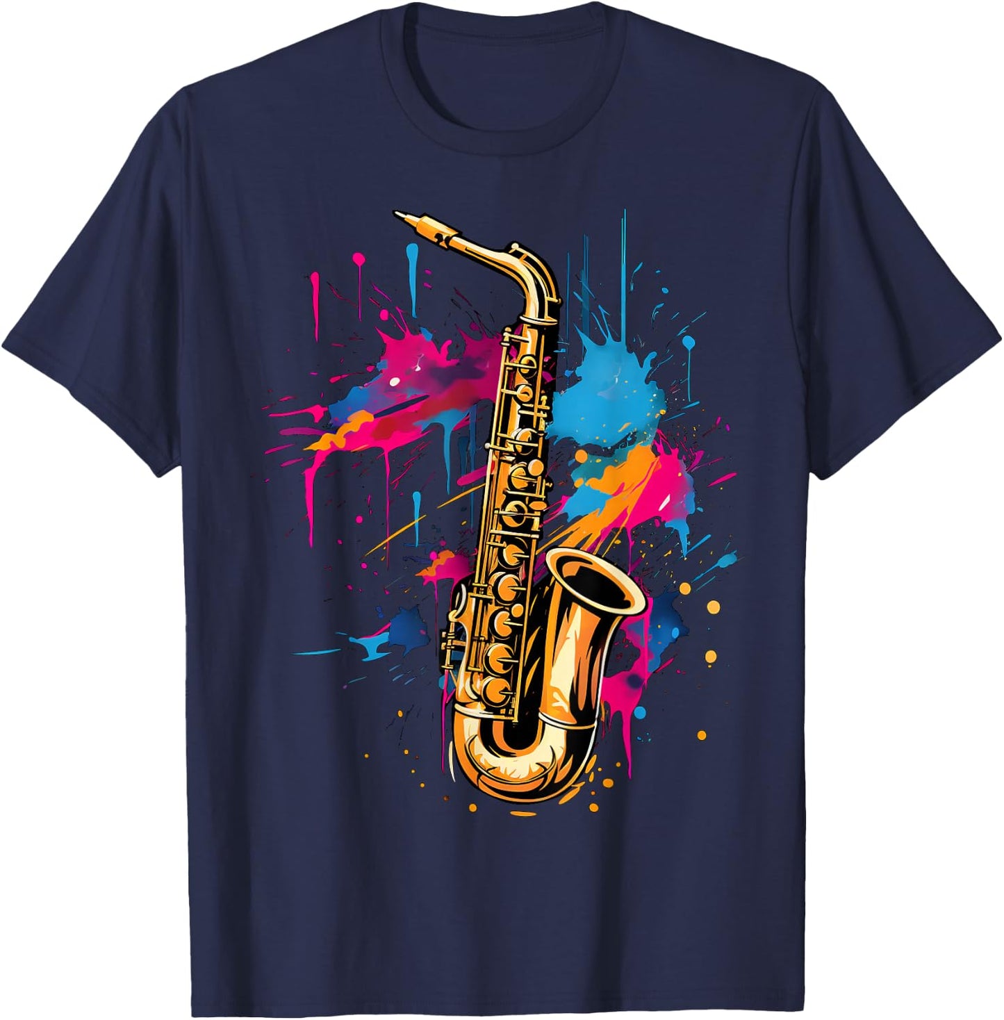 Cool Colourful Saxophone Musician , black T-Shirt - T-Shirt | Navy