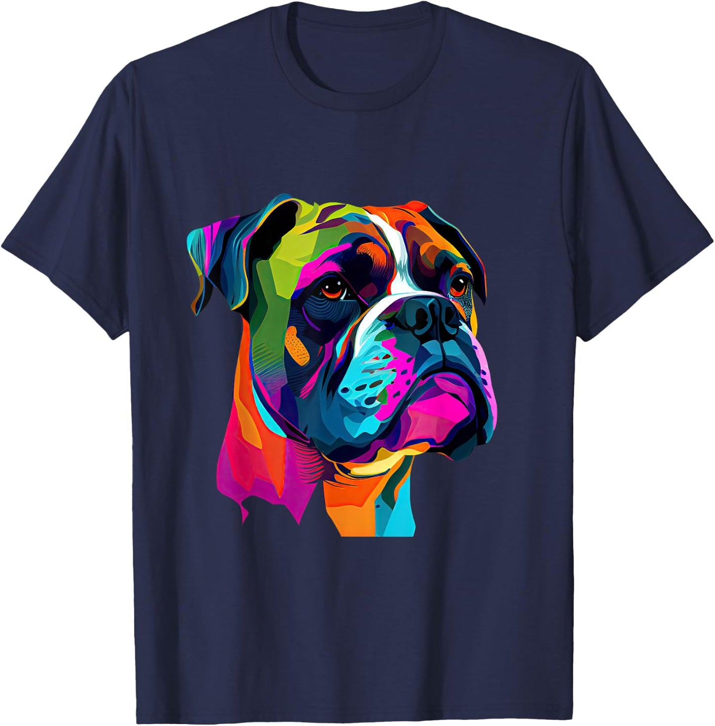 Boxer Dog Pop Art Design Cute Boxer Dog Lovers T-Shirt - T-Shirt | Navy