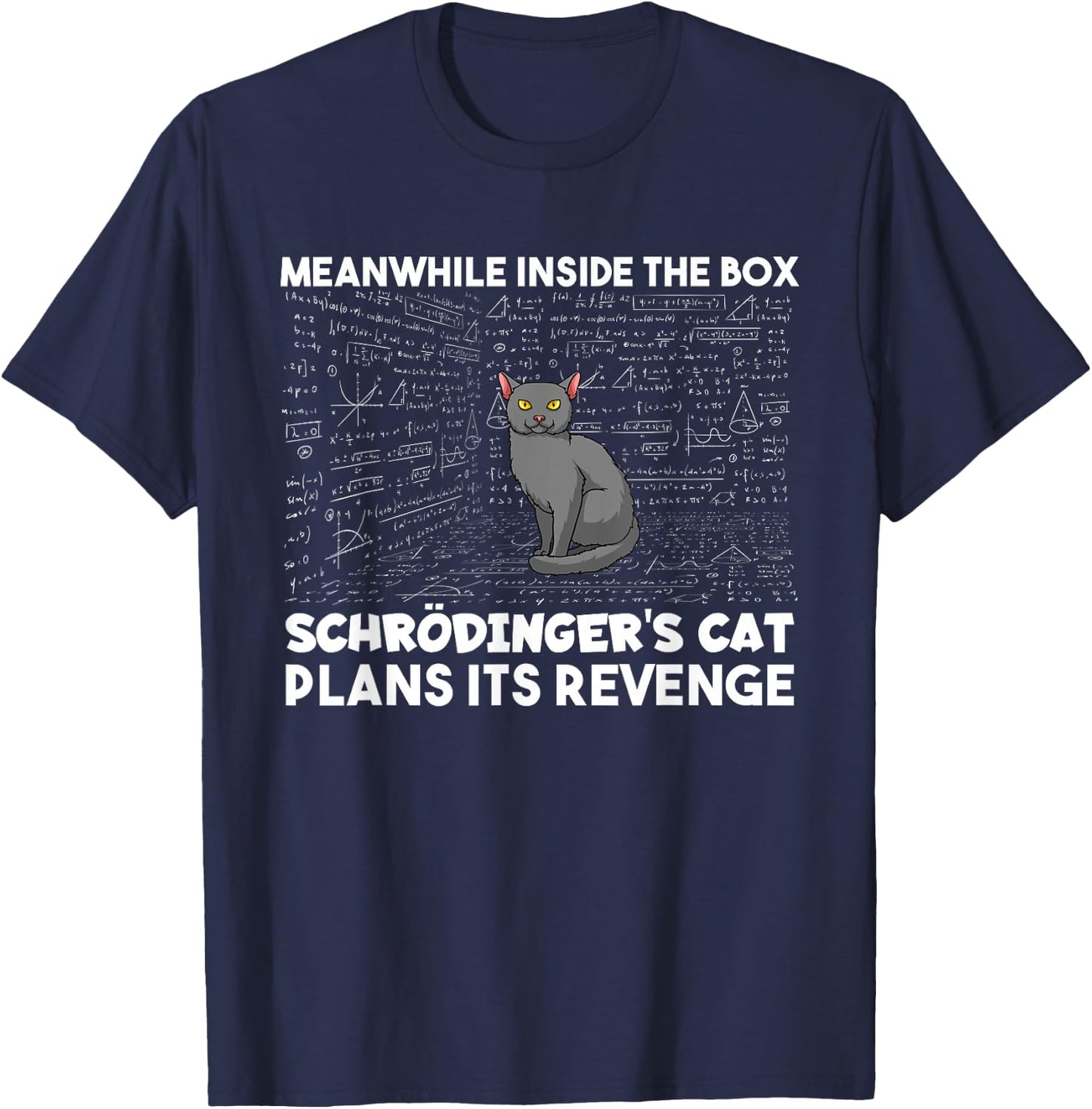 Schrödingers Cat Inside The Box Funny Physics Student , black T-Shirt - T-Shirt | Navy