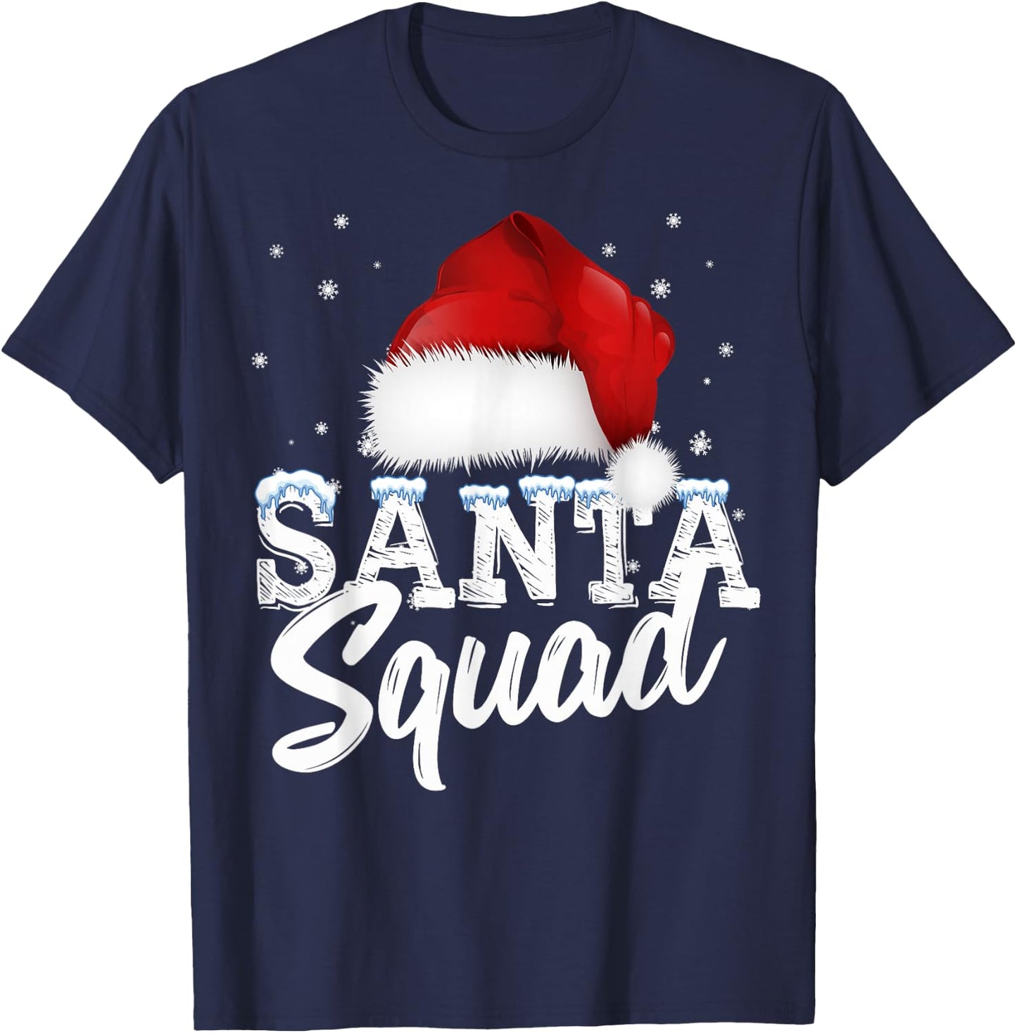 Team Christmas Santa Squad Family Matching Christmas Tree T-Shirt - T-Shirt | Navy