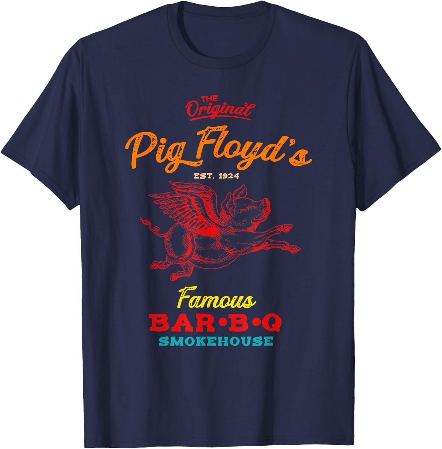 Original Pig Floyd's Famous BAR-B-Q SMOKEHOUSE Vintage T-Shirt - T-Shirt | Navy