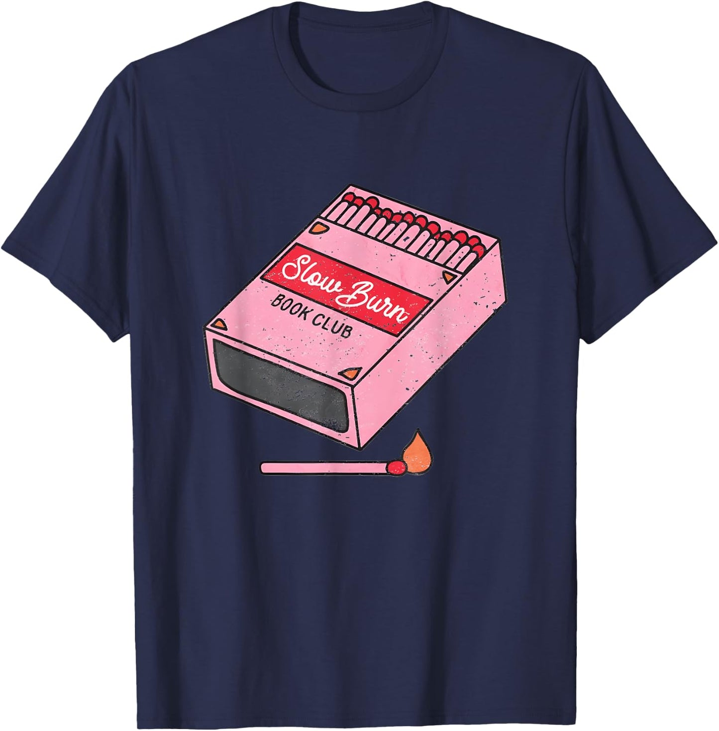 Slow Burn Book Club Vintage Romance Reader Book Lover T-Shirt - T-Shirt | Navy