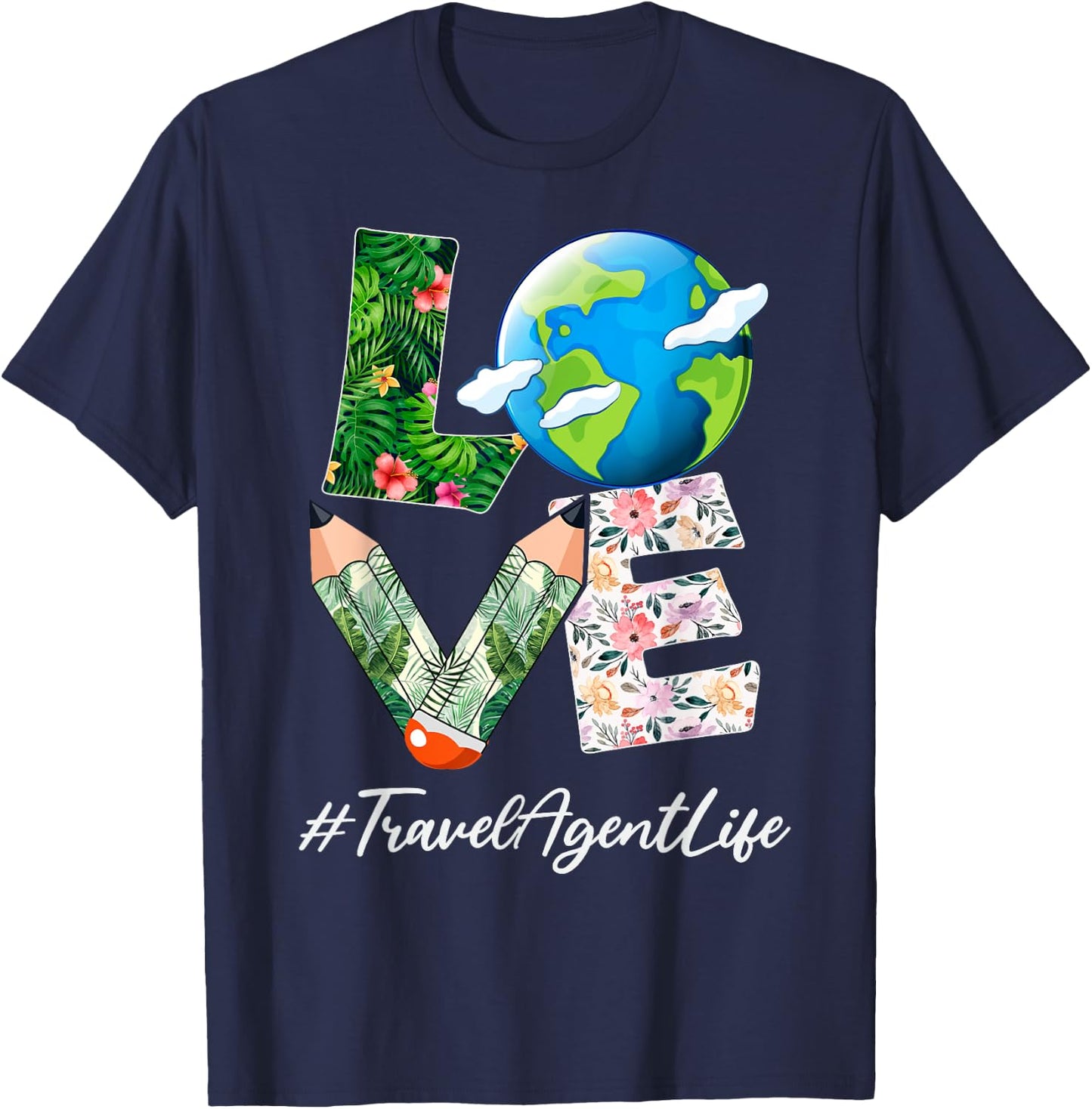 Travel Agent Love World Earth Day Save the Planet T-Shirt - T-Shirt | Navy