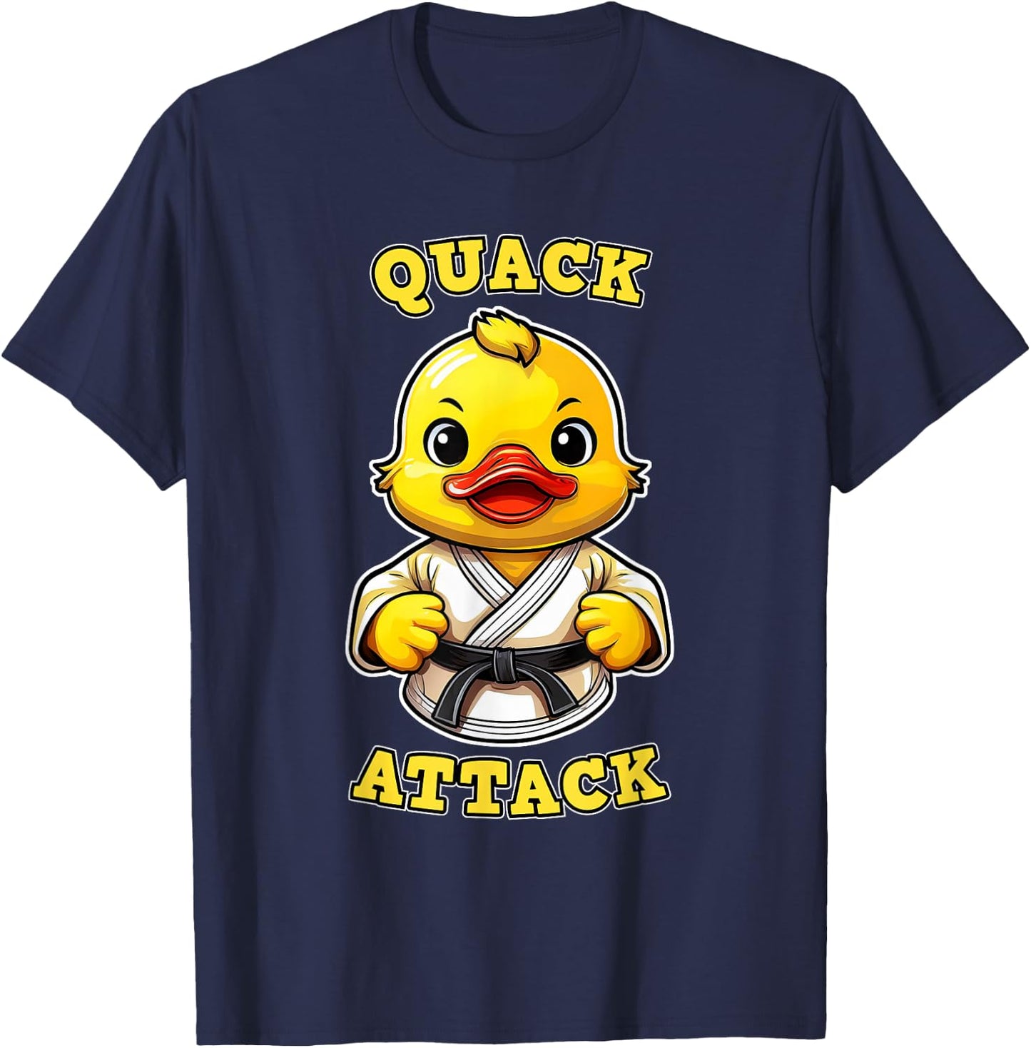 Quack Attack, Funny Karate Rubber Duckie, Rubber Duck Pun T-Shirt - T-Shirt | Navy